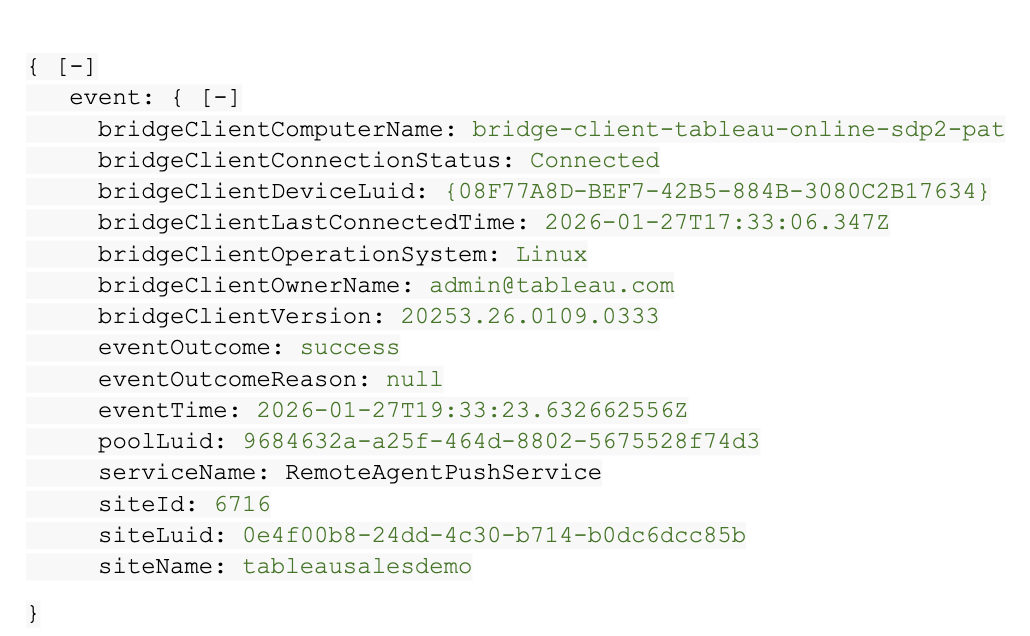 Tableau 2026.1 - Bridge:活动日志中的客户端状态 Tableau 2026.1 - Bridge:活动日志中的客户端状态
